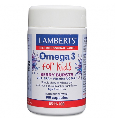 Berry Bursts Omega-3 For Kids - Blackcurrant Flavour - 100 Capsules - Lamberts