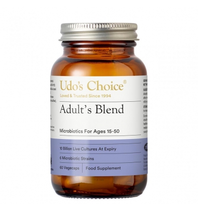 Udo's Choice - Adult's Blend Microbiotics (15+ years) (12 Billion /FOS Free) - 60 Vegetable Capsules - Flora