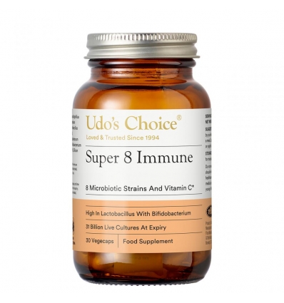 Udo's Choice - Super 8 Hi-Potency Microbiotics (30 Billion/FOS Free) - 30 Vegetable Capsules - Flora