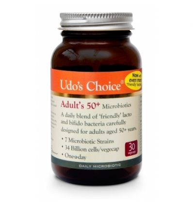 Udo's Choice - Adult's 50+ Blend Microbiotic (24 Billion/FOS Free) - 30 Vegetable Capsules - Flora