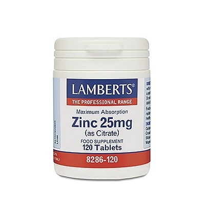 Zinc 25mg as Citrate - 120 Tablets - Lamberts