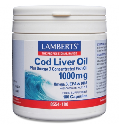 Cod Liver Oil 1,000mg - 180 Capsules - Lamberts