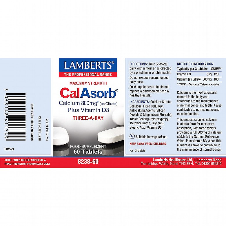 CalAsorb® - Calcium 800mg - Lamberts® - Image 2