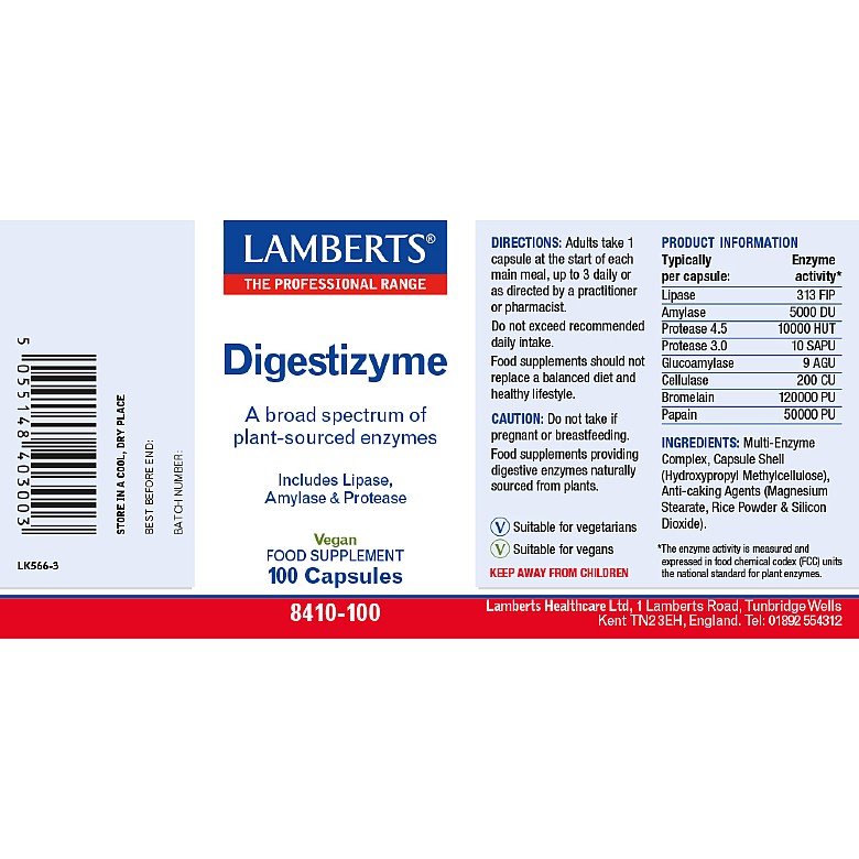 Digestizyme® - 100 Capsules - Lamberts® - Image 2